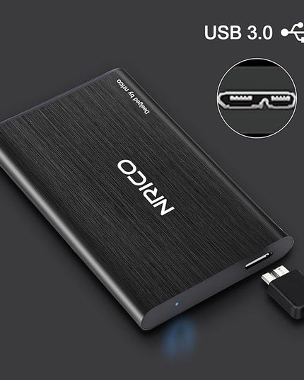 NRICO Ultra Slim 750GB Portable External Hard Drive USB3.0 HDD Storage Compatible for PC, Desktop, Laptop,Mac,PS4, Xbox one (Black, 750, GB)