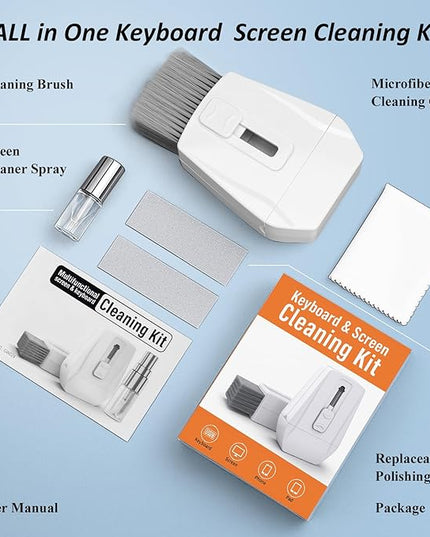Keyboard Brush, Portable Keyboard Cleaner Soft Bristle Cleaning Brush, Safe Streak-Free Phone Screen Cleaner, Retractable Laptop Cleaning Kit for Computer MacBook PC iPad Camera Lens Monitor