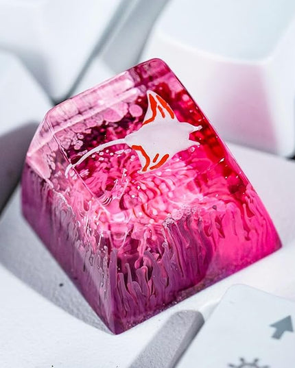 Manta Ray Artisan Keycap Pink Purple Coral Reef R1 SA Profile Custom Sea Creatures Keycaps 1U ESC Handmade Gaming Resin Key Cap Cherry MX Switch Compatible Mechanical Keyboard Manta Ray Lover Gift