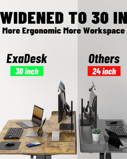 55 x 30 Inch Electric Standing Desk with 2 Drawers, Adjustable Height Widened Stand Up Desk with Storage, Sit to Stand Ergonomic Workstation for Home Office, Rustic Brown