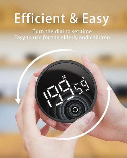 Digital Kitchen Timers, Visual timers Magnetic Countdown Countup Smart Timer Large LED 200 Minutes Display Volume Adjustable for Cooking Fitness Studying, Easy for Kids and Seniors