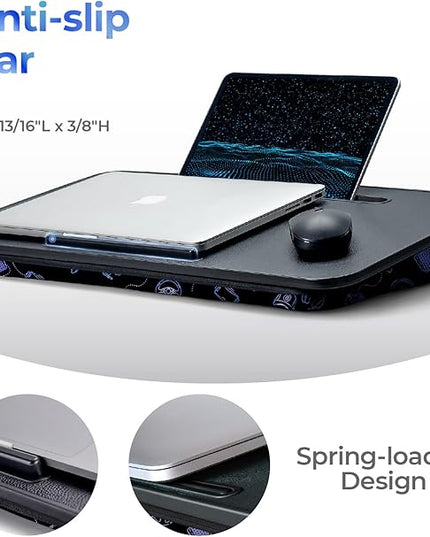Lap Desk – L.DOCTOR Cushioned Lap Desks, Portable Laptop Desk for Bed, Couch & Floor, Washable Cushion, Built-in Phone & Tablet Slot, Fits 17.3" Laptop – Working, Writing, Gaming – Large, Gaming Accs