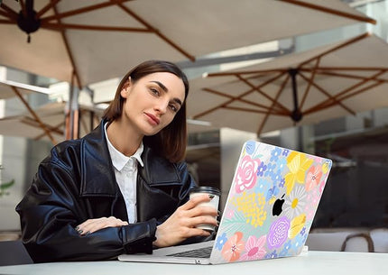 DONGKE for M4 MacBook Air 13.6 Inch Case 2025 2024 2023 2022 Model A3240 A3113 A2681 M3 M2 Chip, Plastic Hard Shell Case Cover with Touch ID for MacBook Air 13 Inch M4 - Spring Flowers
