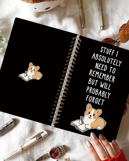 LIANGW Funny Corgi Gifts Spiral Notebook Journal, Welsh Corgi Lovers Gifts Journal for Writing, Pet Dog Mom Owner Gift, Dog School Office Stuff Supplies, 5.5x8.3 Inch
