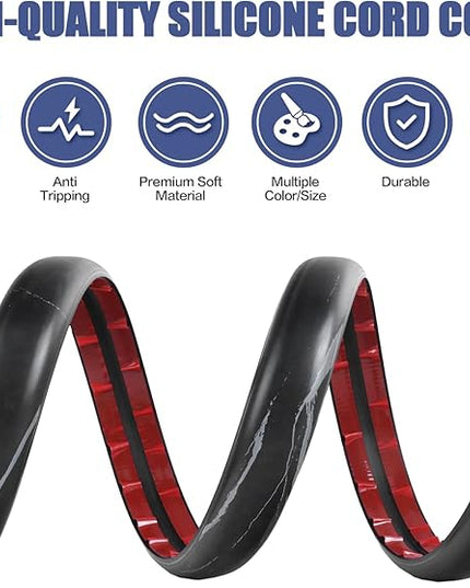 Floor Cord Cover Self Adhesive Cord Hider,3.3FT Cable Management, Extension Strip Protector for Wires, Prevent Cable Trips for Offices, Gyms, Exhibitions Cavity:0.47"(W) x 0.27"(H) Black Stone
