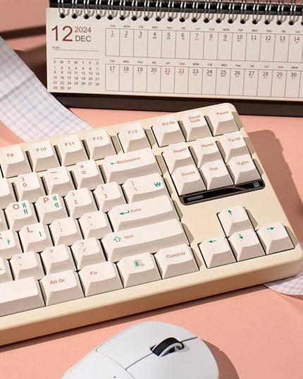 mintcaps Keycaps, 144Keys Dye-Sublimation PBT Keycaps Beige Korean Cherry Profile Keycap for 65% 70% 75% 100% Gateron Cherry Mx Switches Mechanical Keyboard