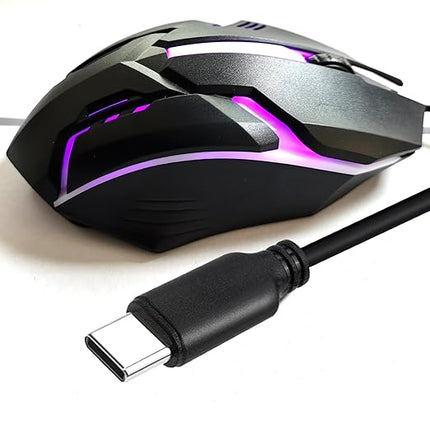 USB C 10FT Wired Mouse for Mac and Windows - 1600DPI Simple 3 Keys Wired Computer Mouse, Wired, Scroll Wheel Layout with Long Lines - Plug & Play for Laptops, PC Desktops, Laptops