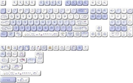 PBT Keycaps-MOA Highly Rounded Heat Sublimation, Cute Puppy Custom Keyboard Keycap Set 64/68/75/84/87/96/98/100/104/108,Compatible with A Variety of Cross-Switch Keyboards(133 Keys)