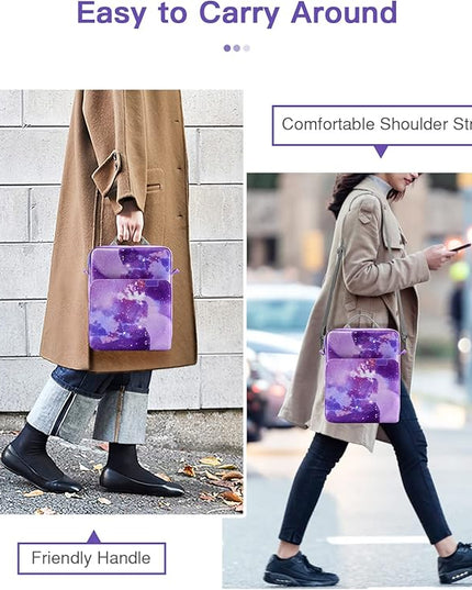 MoKo 12.9 Inch Tablet Sleeve Bag, Fits with 13 Inch New iPad Pro M4 & Air M2 2024, iPad Pro 12.9 M2&M1, Galaxy Tab S8+/S9+ 12.4, Handle Carrying Case with Shoulder Strap, Purple Starry Sky