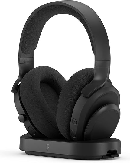 Fractal Design Scape Dark - Wireless PC Gaming Headset - Detachable Flip-to-Mute Microphone with Noise Cancellation - Battery Life Up to 40 Hours - Configurable Ambient Lighting - Black