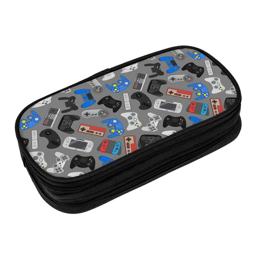 Perinsto Video Game Controller Background Pencil Case Big Capacity Multi Compartment Stationery Box Pencil Pouch Holder Desk Organizer For School Office Home, Black