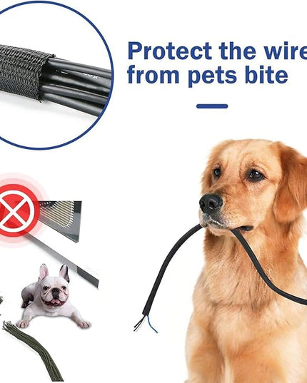 50ft – 1" Split Wire Loom Tubing Cable Sleeve – Braided Cord Protector for Power Cords, Audio Video Cables, USB, Automotive Wiring – Pet Chew Resistant, Flexible Wire Organizer – Black