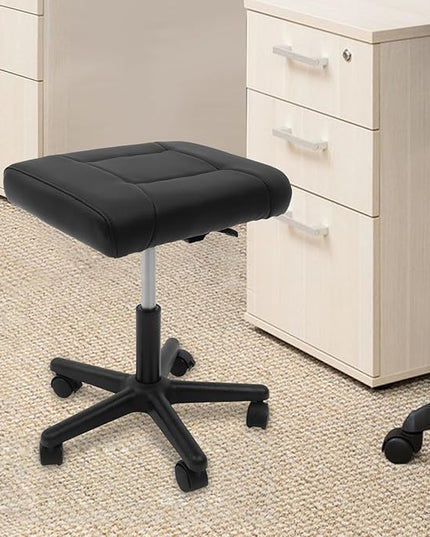 TFCFL Adjustable Height Foot Rest Stool with 5 Wheels, Footrest Stool Under Desk, Office Foot Chair with Soft Cushion, Ergonomic Footstool for Home, Office, Massage Parlors, Beauty Salons