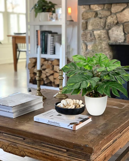 Hollyone Artificial Monstera Plant Faux Monstera Deliciosa Plant Potted Fake Tropical Plants in Pot for Indoor Outdoor Home Decoration
