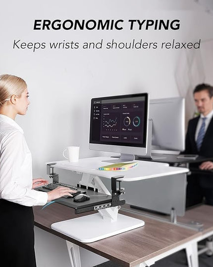AX WABER Keyboard Tray Under Desk Pull Out with Extra Sturdy Adjustable C Clamp Mount System, 27.3 (32.5 inch Including Clamps) x 11 Inch Slide-Out Platform Computer Drawer for Typing, Black,AX01WB01