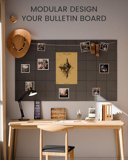 Fluxynara Large Felt Bulletin Board 36" x 24"Cork Board Alternative-6 Pack with 40 Safe Removable Adhesive Tabs, Cork Boards for Walls Cork Board for Home Office Classroom Pin Board-Charcoal Gray