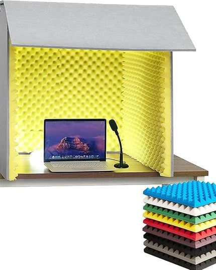 Sound Proofing Panels Portable Sound Proof Foam Panels Soundproof Booth 80 * 80 * 80CM Desktop Soundproof Cover Vocal Recording Booth for Recording Studio, Home, Offices,Yellow