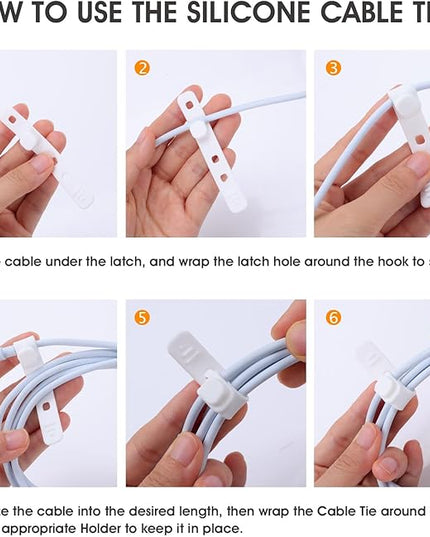 AROIC 90Pcs Silicone Cable Ties with 3 Sizes,Reusable and Washable with Adjustable Locking Buckle Design, Cord Organizer for Home, Office, Travel Essential, School (3 Colors)