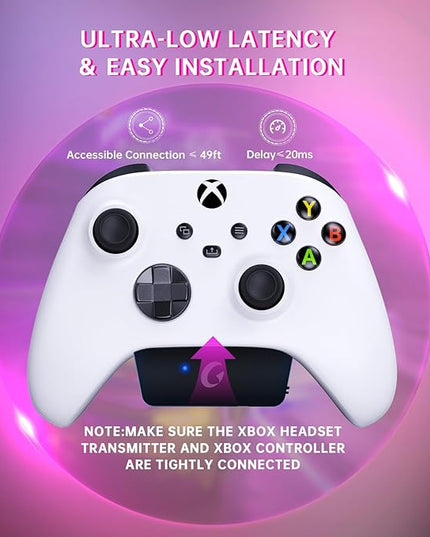 RYR Wireless Gaming Headset for Xbox Series X|S, Xbox One, PC, PS5/4, Mac, Mobile, Switch, 3D Surround Sound, Bluetooth 5.3, 60H Battery, Gaming Headphones with Detachable Noise Canceling Mic-Pink