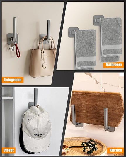 Hat Rack for Hat Storage(8-Pack), Multi-Purpose Hat Organizer, Strong Adhesive Hat Hooks for Wall, Hat Organizer for Baseball Caps, Two Mounting Options Hat Hook, Gray