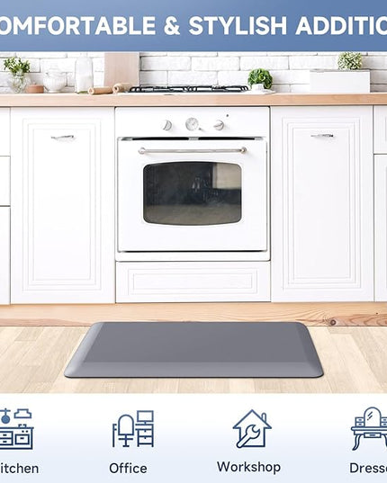 4/5 Inch Thick Kitchen Mats for Floor, StepRite Kitchen Rug for Standing Desk, Non-Slip, Thicker, Stain & Water Resistant, Comfort Anti Fatigue Floor Mat for Home, Kitchen, Office - Grey,70 * 24''