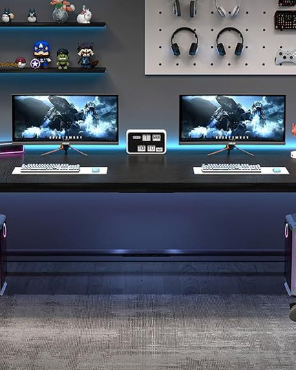 FOLUBAN 70.9" Black Computer Desk, Modern Home Office Desk, Large Gaming Workstation Executive Desk with Z-Shaped Legs, 2 Person Large Study Writing Table for Bedroom