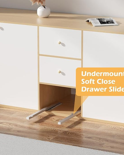 TMGSK Pair Undermount Drawer Slides Bottom Mount Pull Out Shelf Slider Under Mount Drawer Glides Full Extension Soft Close Drawer Runner Shelf Track for Kitchen Face Frame or Frameless Cabinet Drawer