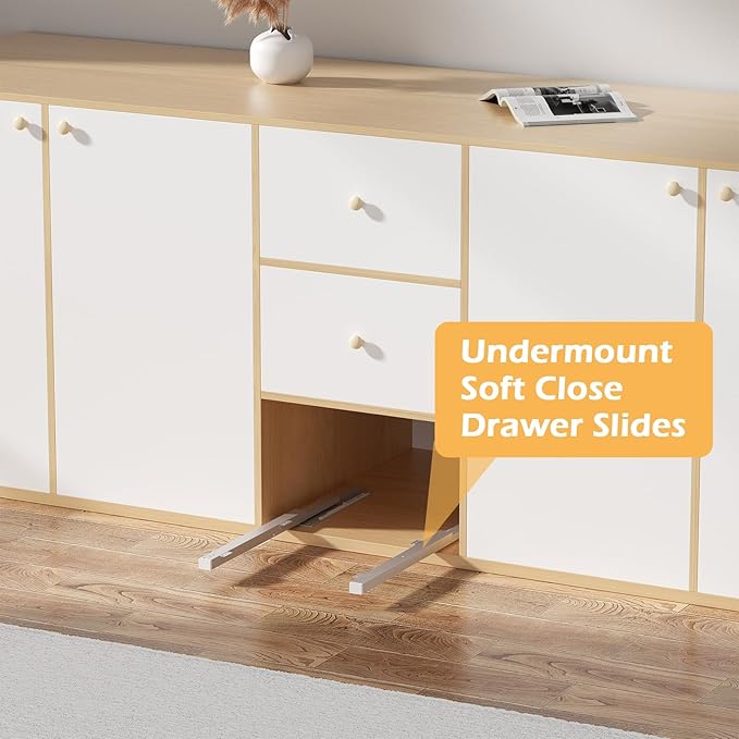 TMGSK Pair Undermount Drawer Slides Bottom Mount Pull Out Shelf Slider Under Mount Drawer Glides Full Extension Soft Close Drawer Runner Shelf Track for Kitchen Face Frame or Frameless Cabinet Drawer