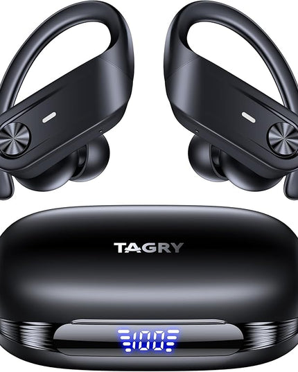 Hybrid Active Noise Cancelling Wireless Earbuds 80 Hrs Playtime Hi-Res Stereo Sound Bluetooth Headphones with Transparency Mode Ear Buds with Earhooks ANC Sports Earphones for Workout Running Travel