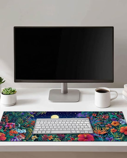 XL Mouse Pad Gaming Mousepad 31.5 x 11.8 Inch Tropical Night Garden Artwork Diatomite Large Keyboard Mat Mouse Pad for Home and Office Desk Accessories