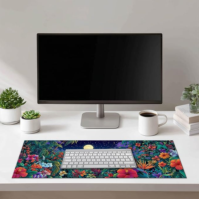 XL Mouse Pad Gaming Mousepad 31.5 x 11.8 Inch Tropical Night Garden Artwork Diatomite Large Keyboard Mat Mouse Pad for Home and Office Desk Accessories