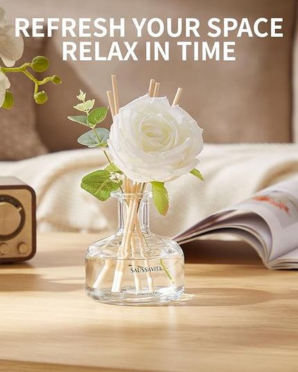 Reed Diffusers Set, 7.10 oz Flower Scented Diffuser with 7 Sticks, Long Lasting Home Fragrance for 120 Days, Perfect for Bathroom, Shelf Decor, Air Fresheners