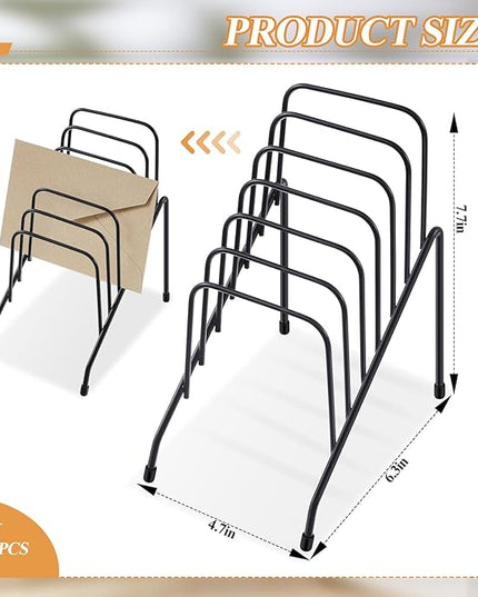 6 Pcs Metal Incline Desk Flip Organizer Rack Small Desktop File Sorter Wire Organizer Vertical Incline File Holder Stand for Mail Paper Book Magazine Filing Office Desk, 6 Sections