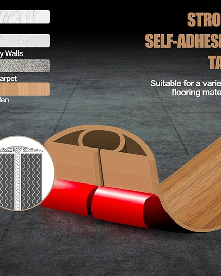 Floor Cord Cover Self Adhesive Cord Hider,3.3FT Cable Management, Extension Strip Protector for Wires, Prevent Cable Trips for Offices, Gyms, Exhibitions Cavity:0.47"(W) x 0.35"(H) Brown Wood