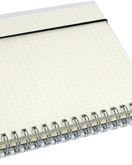 Yansanido Spiral Notebook, 4 Pcs 10.1 Inch x 7.6 Inch B5 Thick Plastic Translucent Frosting Hardcover Graph Paper 80 Sheets -160 Pages Journals for Study and Notes (B5 7.3"X 10"-Grid 4pcs)