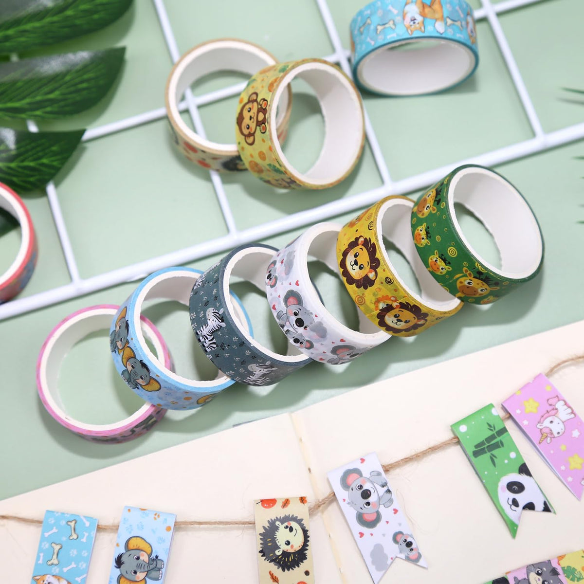 NIKOMIE Cute Washi Tape Set, 12 Rolls Kawaii Animal Decorative Tape Cartoon Forest Masking Tape for Journaling Supplies, Junk Journal, Scrapbooking, DIY Arts & Crafts, Gift Wrapping