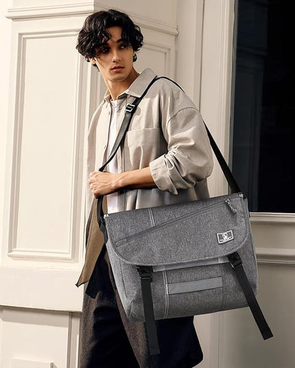 OIWAS Messenger Bag for Women, 17 Inch Laptop Crossbody Bags Men Casual Satchel Shoulder Bag College Travel Office Briefcase (Grey, 17 inch)