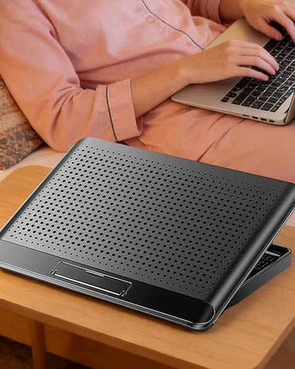 Adjustable Laptop Fan Stand, 35x26x2.3cm Aluminum Alloy Quiet Cooler Riser, Computer, Laptop, Keyboard, Phone, Tablet, Book, Desk, Home, Dorm, Office