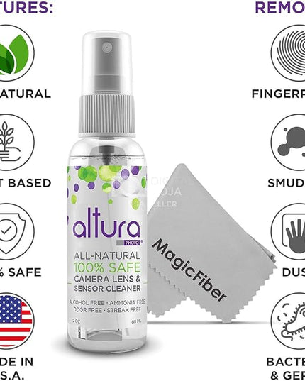 Altura Photo Professional Camera Cleaning Kit for Full Frame DSLR & Mirrorless Cameras - Lens and Sensor Cleaner - Includes Case, Spray, Swabs, Blower, Brush, Tissue Paper