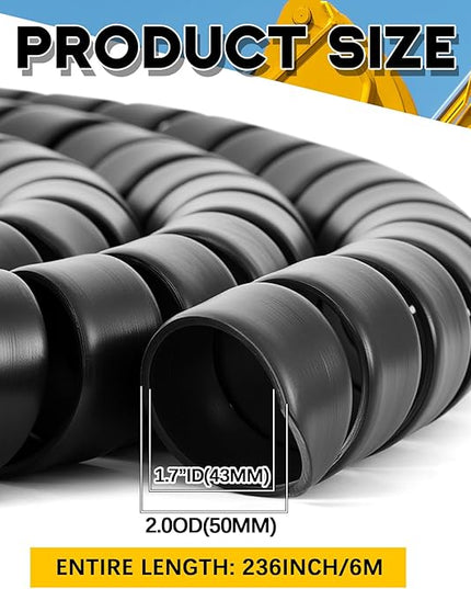Innconee 1 Pcs Spiral Wrap Cable Protector, Safe 2.0" Od x 20' Pre Cut Lengths Hydraulic Hose Protector Wrap to Avoid Wear and Extend Life for Hydraulic Pneumatic Hoses
