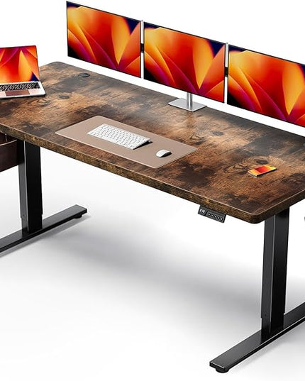 Electric Standing Desk Adjustable - 71x30 Inch Sit Stand Desk with 1 Inch Thick Tabletop, Double Beam Frame, 3 Memory Height Adjustment, Cable Management for Home Office