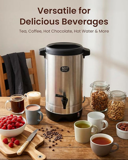 Commercial Coffee Maker 45-Cup Large Coffee Urn with Percolator Coffee Pot Electric 6.9L Stainless Steel Fast Brew Hot Water Dispenser for Tea Catering Events Home Office Easy Cleaning