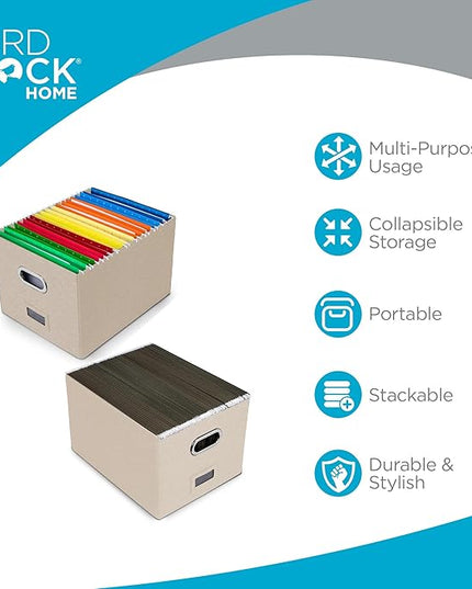 Internet's Best Collapsible File Storage Organizer Box with Lid - Decorative Linen Hanging Filing & Storage Office Box - Letter/Legal - Strong Durable - Toys Blankets Binders - Cream - 1 Pack