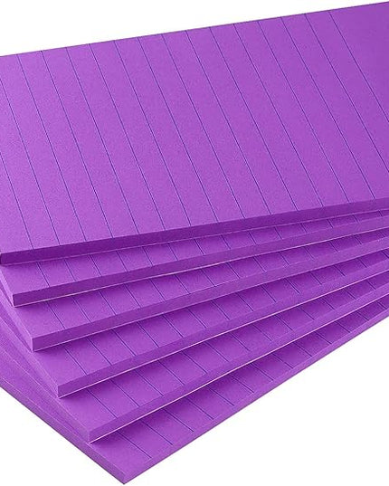 Early Buy 6 Pads Lined Sticky Notes with Lines 4x6 Self-Stick Notes Bright Color Sticky Notes, 45 Sheets/Pad (Purple)