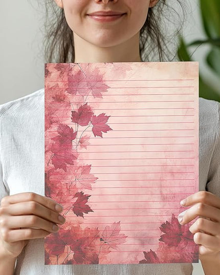 PARTH IMPEX 56 Sheets Vintage Lined Writing Paper 8.5x11 - Letter Size Ruled Stationery Rustic Old Looking Letterhead Printer Paper - 120gsm Thick Decorative Colored Antique Aged Autumn Design