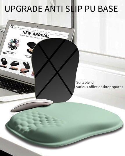 Hokafenle Ergonomic Wrist-Hugging Mouse Pad Wrist Support, U-Shaped Holding Wrist Rest Mousepad for Carpal Tunnel Pain Relief with Cushioned Memory Foam Slope Massage Bulge (10.2x8.3 in,Light Green)