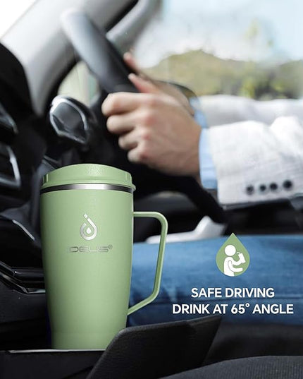 Ideus 32 oz Tumbler with Handle and Straw, Vacuum Insulated Stainless Steel Travel Mug, 100% Leakproof, Cup Holder Friendly, Avocado Green