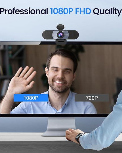 EMEET 1080P Webcam, C960 Web Camera with 2 Noise-Cancelling Microphones & Privacy Cover, 90° FOV Computer Camera, Plug & Play USB Webcam for Calls/Conference, Zoom/Skype/YouTube, Laptop/Desktop, Grey