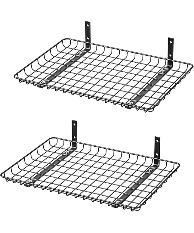 Ultrawall Wall Mounted Storage Shelf, Garage Wall Shelves 24x12 Inch, Metal Shelf Rack, Heavy-Duty Wall Organizer for Closet, Kitchen, Laundry Room 2 Pack, Black