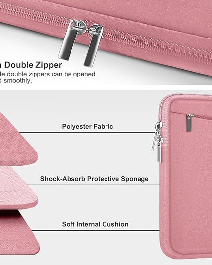 15.6 inch Laptop Case, Slim Computer Carrying Bag Protective Cover Briefcase with Front Pocket, Durable Laptop Sleeve for 15-16 Inch HP, Dell, Lenovo, Asus- Red Pink